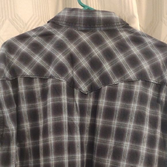 Rough Stock Panhandle Slim Diamond Snap Navy Plaid Men's Western Shirt XL - Picture 8 of 8